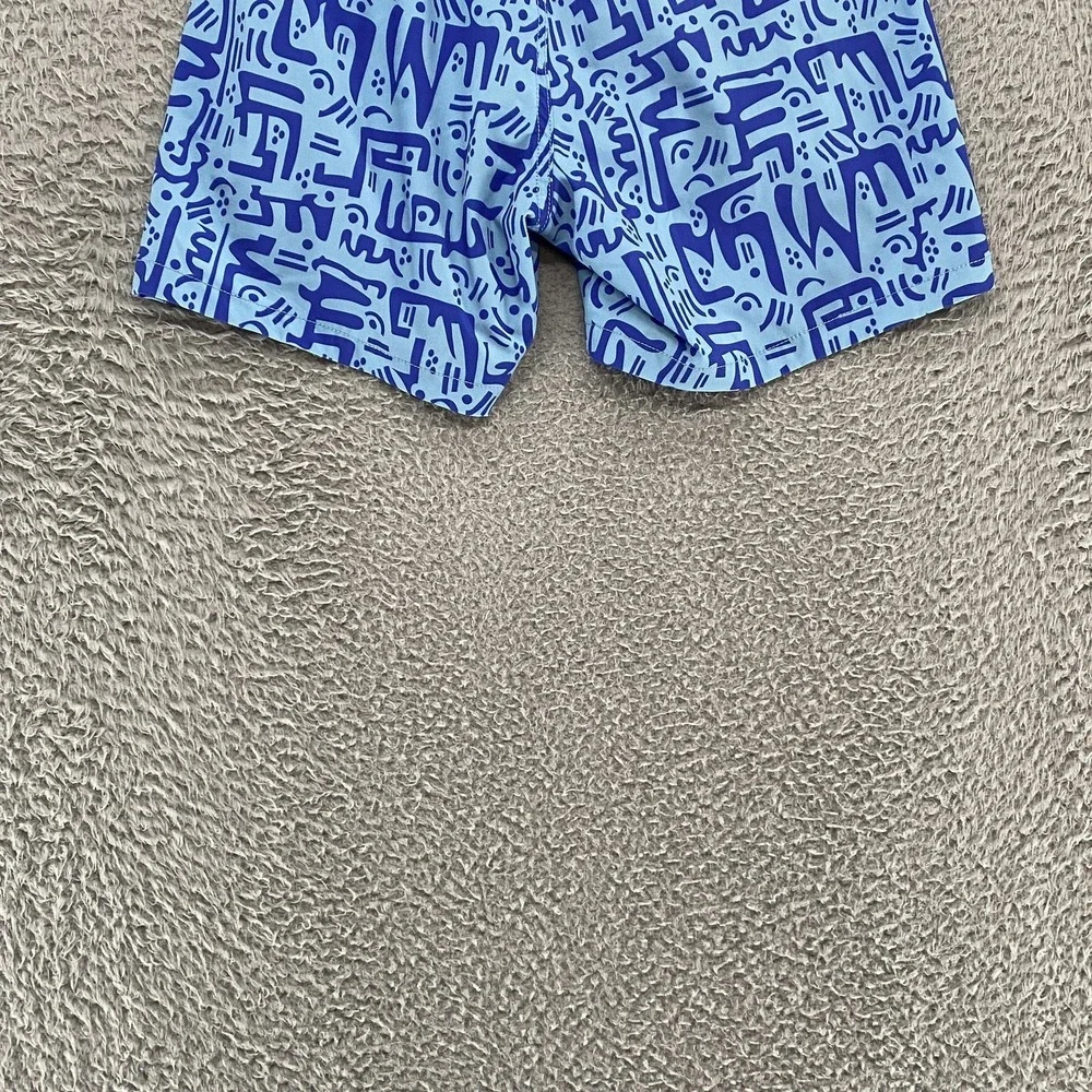 Bearbottom Swim Shorts Mens Small Blue Abstract‎ Print 5.5 Inseam Lined Trunks